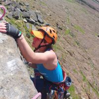 Alice on the the top out of Bishops Route (Andy Stratford)