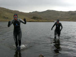 Midge and Joanne in Angle Tarn, Patterdale
