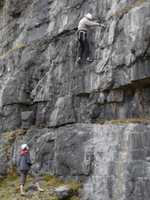 Petra belaying Dave