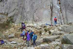 The walking group pass by