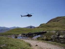Dropping off Stones at Stickle Tarn