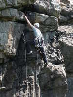 Sheena leading at St David's Head