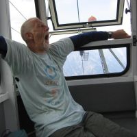 Dave on descent in cable car (James Richardson)