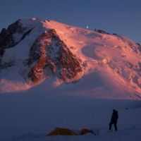 Camped below Pyramid du Tacul (David Bish)