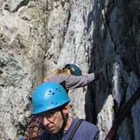 On belay ledge of Wen Slab (James Richardson)