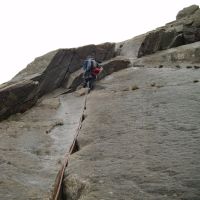 Wet rock - Dave Dillon - Direct Route, Milestone Buttress (Colin Maddison)