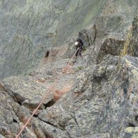 Descent - Duncan looking for somewhere to get the ropes stuck (Colin Maddison)