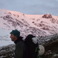 An Alpine Glow over Jim Symon on his actual 50th on the way in to Creag Meagaidh (Andy Stratford)