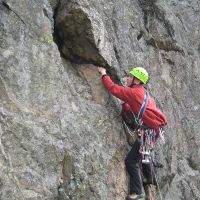 Rob on Midfell Buttress VS start (Roger Dyke)