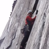 Stevie Graham, on Solstice HVS 5b at Bus Stop Quarry (Andy Stratford)