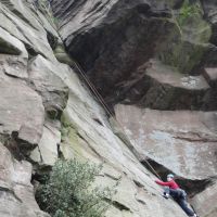 Lucie stretching onto the slab P2 Pedestal Route (Dimitris P)