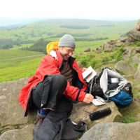 Stuart painting the crag (Dave Dillon)