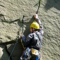 Gareth on the crux crack (Roger Dyke)