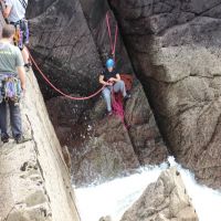 Red Wall's interesting belay (Dave Dillon)