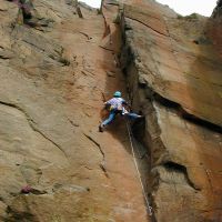 Sheena on crux of GPS (Roger Dyke)