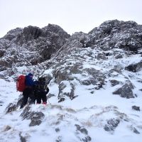Choosing a climb on Bidean nam Bean (Emily Pitts)