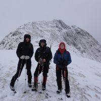 Jamie, Andy & Carolyn with Sgor na h-Ulaidh behind (Steve Graham)