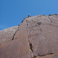 Dave Wylie above The Crack, Porth-y-Ffynnon, Pembroke (Dave Shotton)