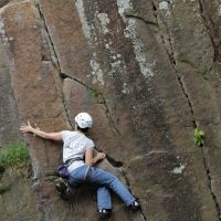 Michaela reaches for the Arete on once pegged crack VS 5a (Simon Robertshaw)