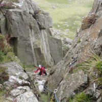 Colin following on a rather damp Slab Direct. (Andy Stratford)