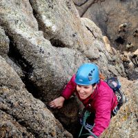 Lucie on Main Face Climb (Dave Wylie)