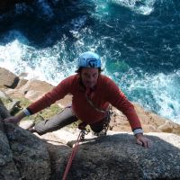 Relieved to be over the crux on Suicide Wall (Gareth Williams)