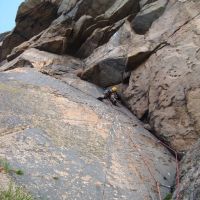 Gareth on P2 of Suicide Wall (E1), Bosigran (Colin Maddison)