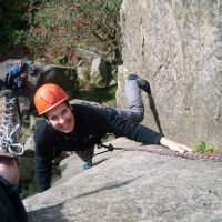 Craig following Bilberry Crack (VS), Bamford Edge (Colin Maddison)