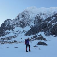 Jim & Andy - on the way to North East Buttress (skyline) via Slingsby's Chimney (Andy Stratford)