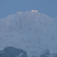 climbers on the Orion Face, the four on the right are on the upper half of Slav Route VI,5 (Andy Stratford)