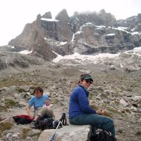 Ann and Mary below south face of La Meije (Colin Maddison)