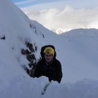 Downclimbing after the failed attempt on Crest Route! (Andy Stratford)