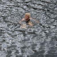 Kirsten swimming in the quarry pool (Dave Wylie)