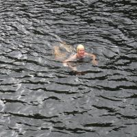 Michelle swimming in the quarry pool (Dave Wylie)