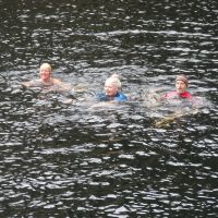 Michelle Trish and Al in the quarry pool (Dave Wylie)