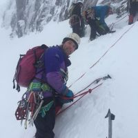 Waiting for space on the belay (Matt Harrigan)