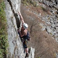 Dave on "Bramble Buttress" (Dave Wylie)