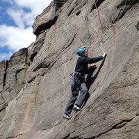 Sheena on "Scoop Face" (HVS, 5a) (Dave Wylie)