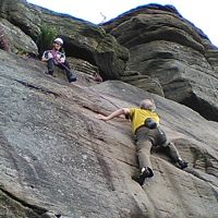 At the crux of Three Pebble Slab! (Dave Shotton)