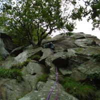 Roger on the high-step crux (Lucie Williams)