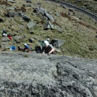 Jim leading Letter-box (Rob's Rocks) (Dave Shotton)