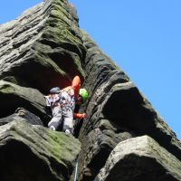 Placing gear - Andy on Ylnosd Rib (Rob's Rocks) (Dave Shotton)