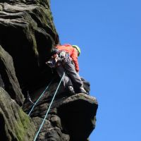 Out on the nose - Andy on Ylnosd Rib (Rob's Rocks) (Dave Shotton)