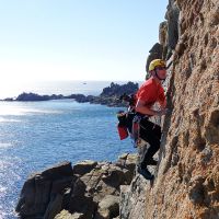 Sean on the new first pitch of Terriers Tooth. S 4a (Dave Wylie)