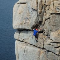 Tony seconding Demo Route. HS 4b (Dave Wylie)