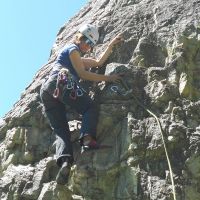 Christine climbing at Bramois (Lucie Williams)