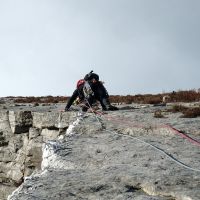 Andy leading pitch 2 of Left Edge (Dave Wylie)