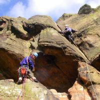 Dave on Twin Caves Crack,S 4b and Mark on Flake Crack, VS 4c (Mark Furniss)