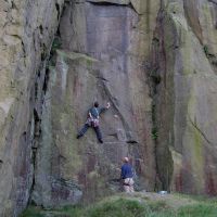 Scott on Constable's Overhang (E5) (Rob Allen)