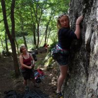 Bridget & Carys at Rocher Galline (Duncan Lee)